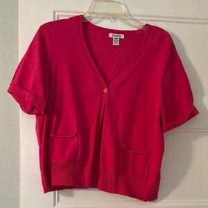 Bright Pink Boxy Buttoned Cardigan